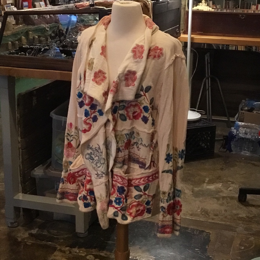 0266 Johnny Was Floral Embroidered Jacket; EUC size L